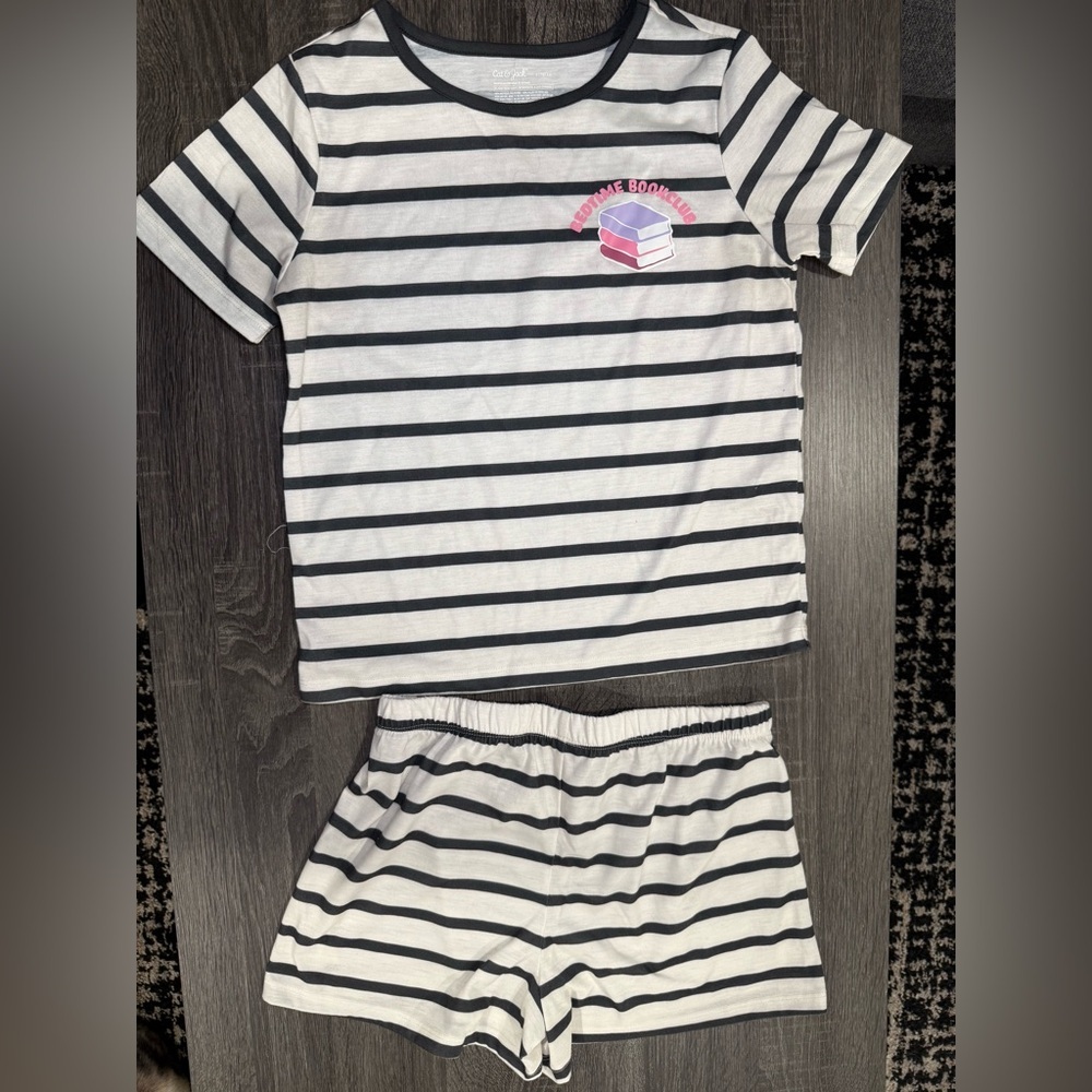 Cat & Jack Black and White Striped Kids Pajama Set